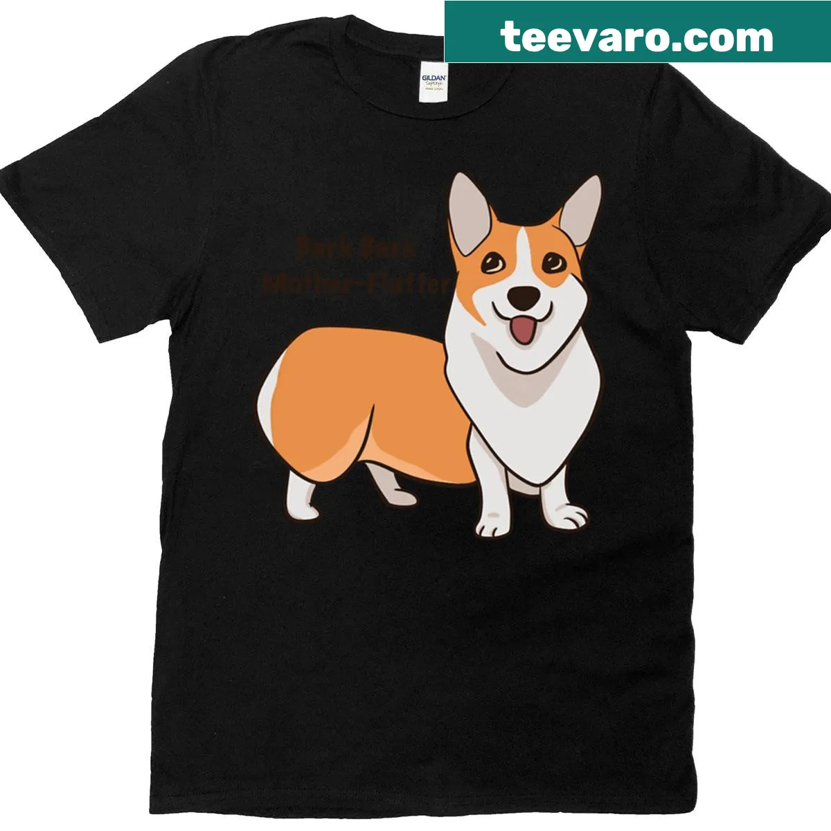 Funny cartoon corgi with text on a t-shirt — on a men's t-shirt
