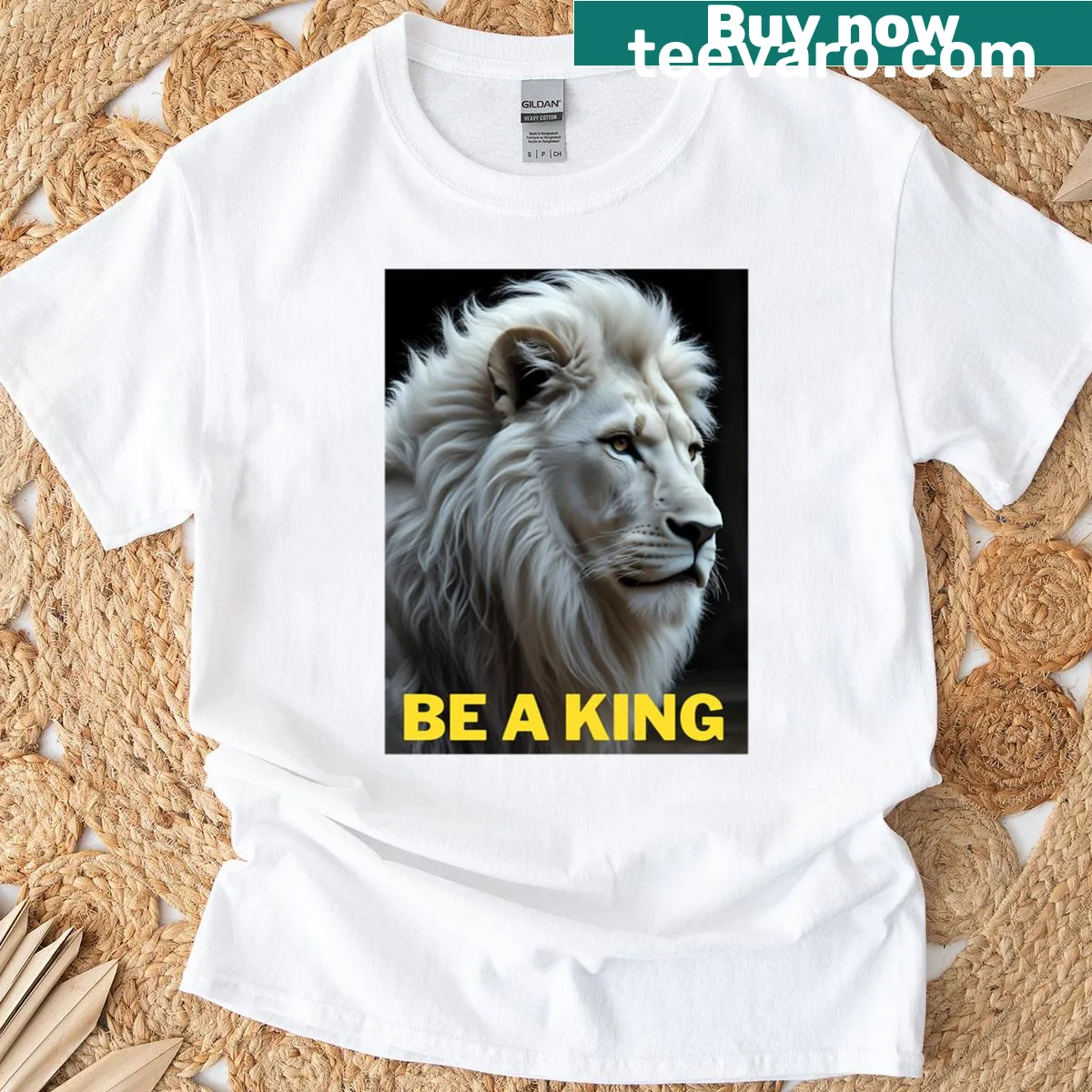 T-shirt featuring the motivational phrase 'Be A King' in bold typography — on a men's t-shirt