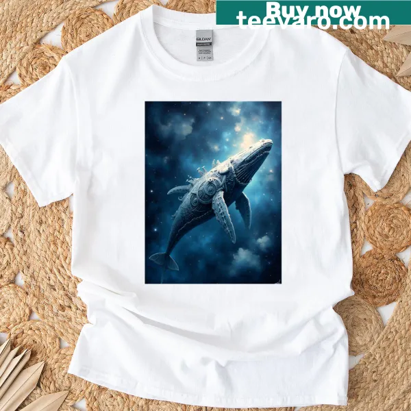 Leviathan illustration T-shirt featuring a mythical creature in a cosmic setting