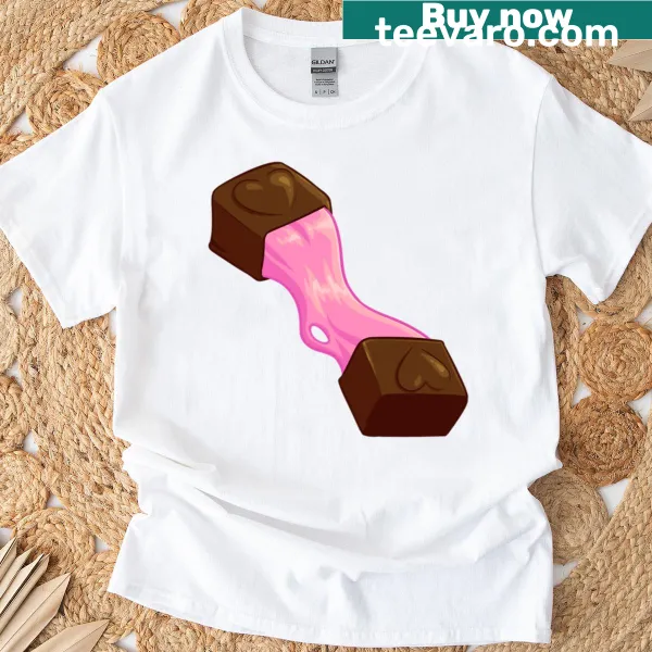 T-shirt featuring a graphic of a chocolate bar