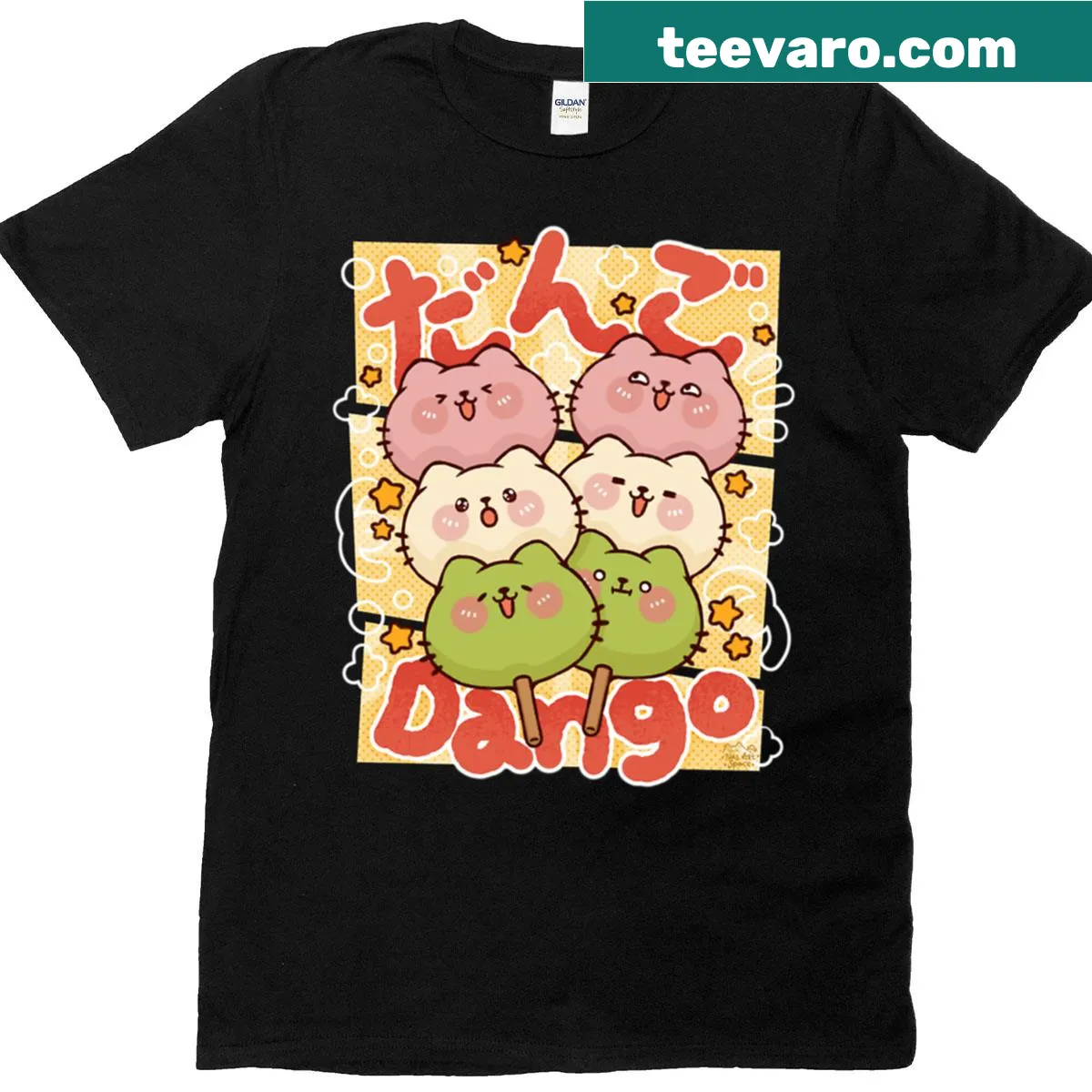 Charming cartoon design of cats in a dango style. — on a men's t-shirt