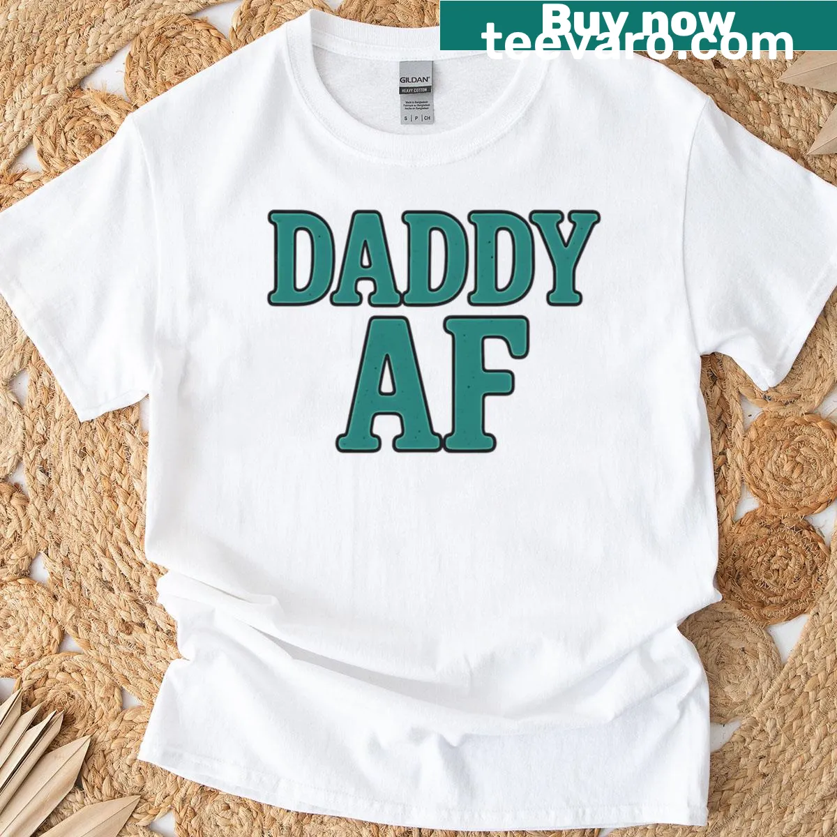 Typographic design saying 'Daddy AF' for modern dads — on a men's t-shirt