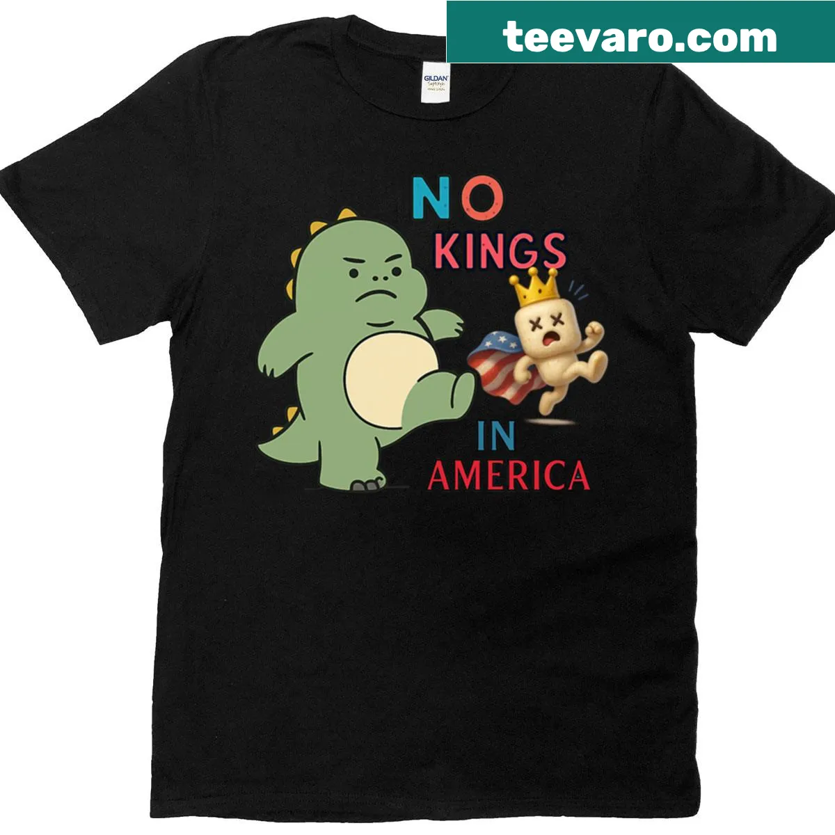 T-shirt with the phrase 'Democracy Stomped In' in bold typography — on a men's t-shirt
