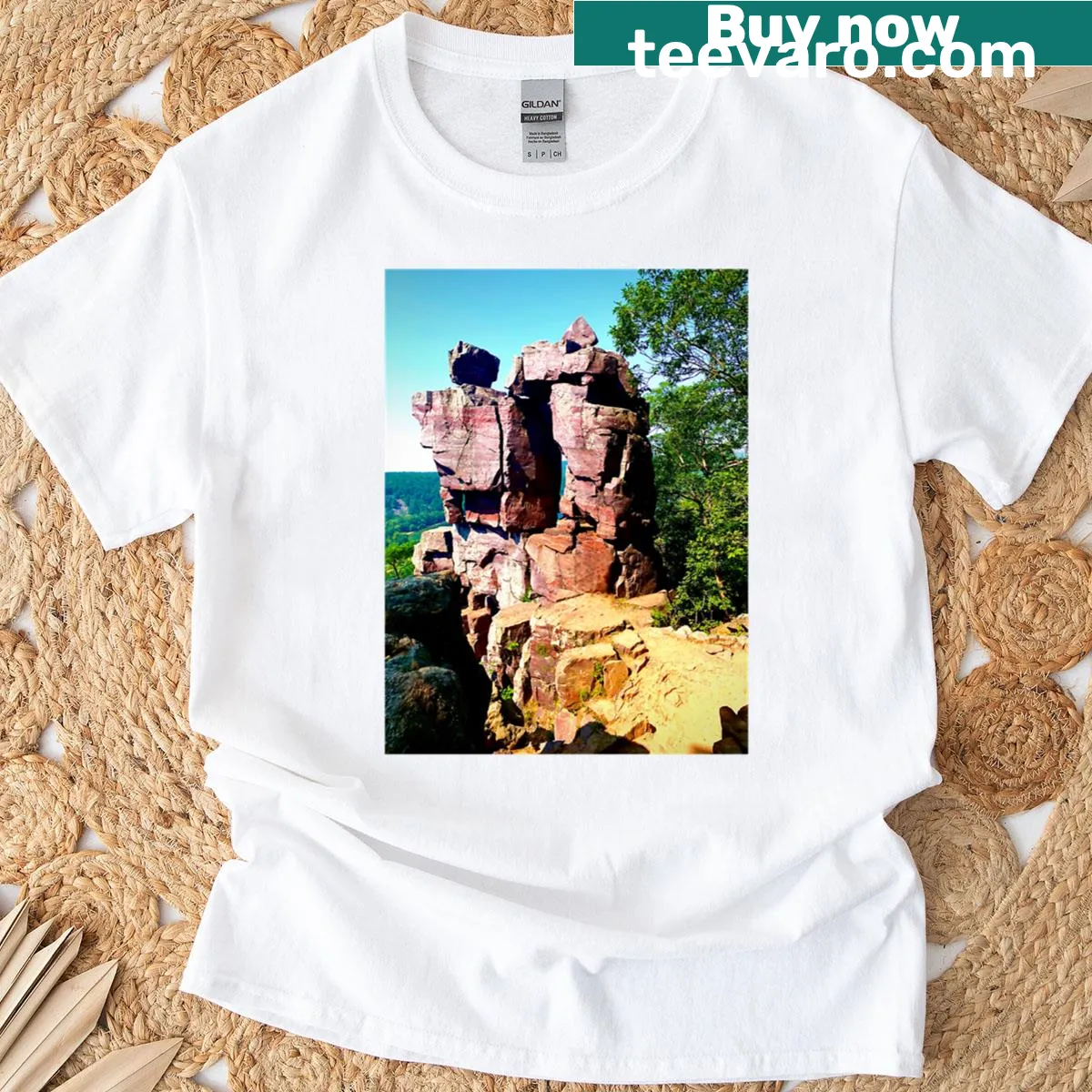 Illustration of Devils Lake Wisconsin on T-shirt — on a men's t-shirt