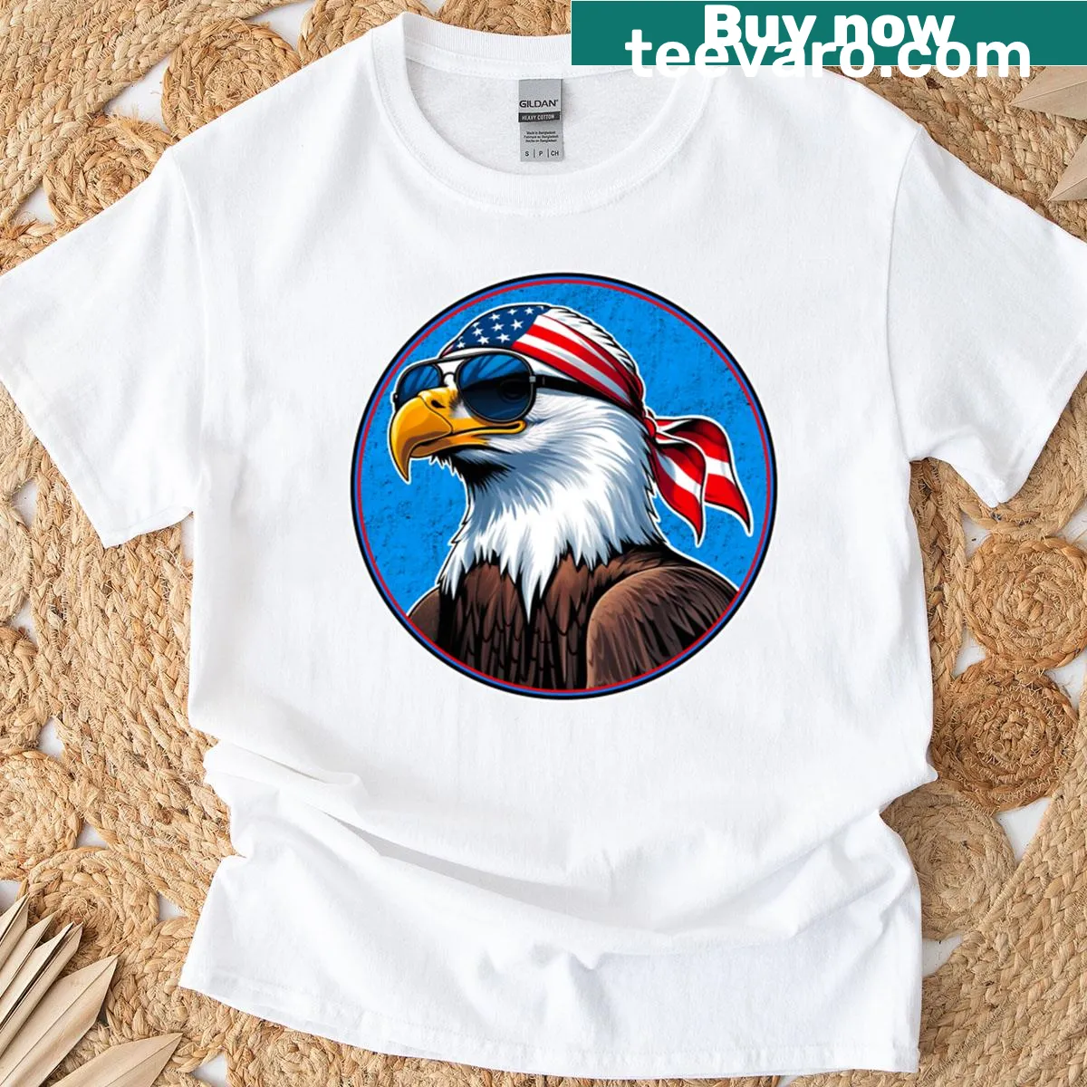 Vintage-style T-shirt featuring an eagle symbolizing patriotism — on a men's t-shirt