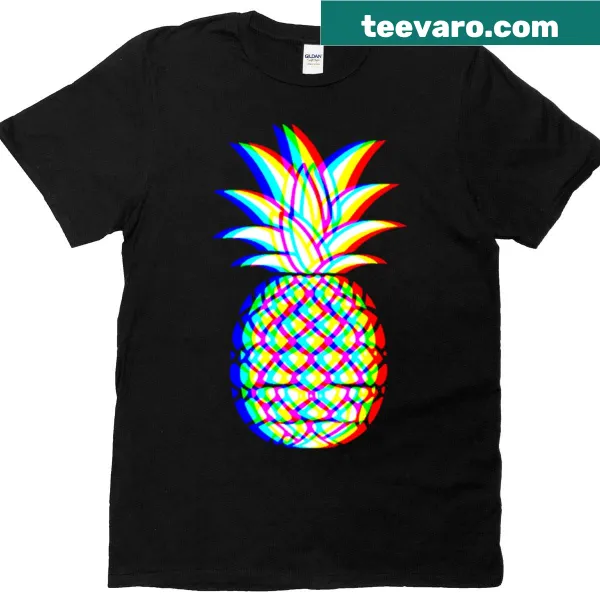 Playful pineapple design with EDM elements on a t-shirt