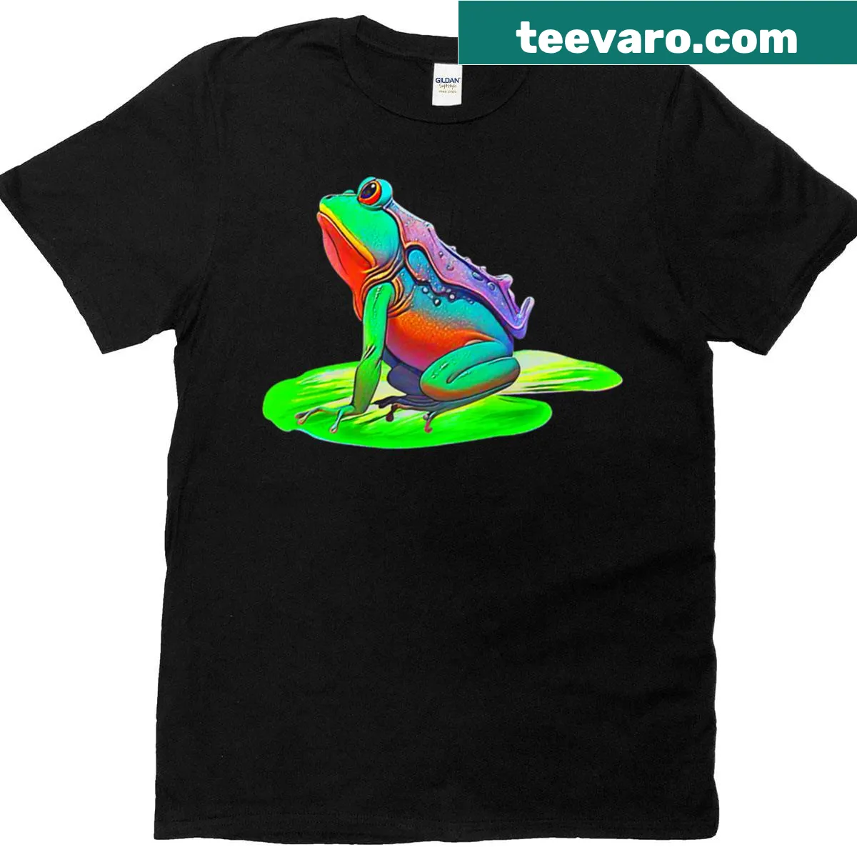 Whimsical frog graphic t-shirt with playful design — on a men's t-shirt