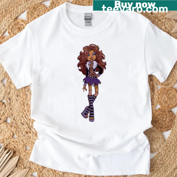 Fan art illustration of Clawdeen Wolf on a t-shirt