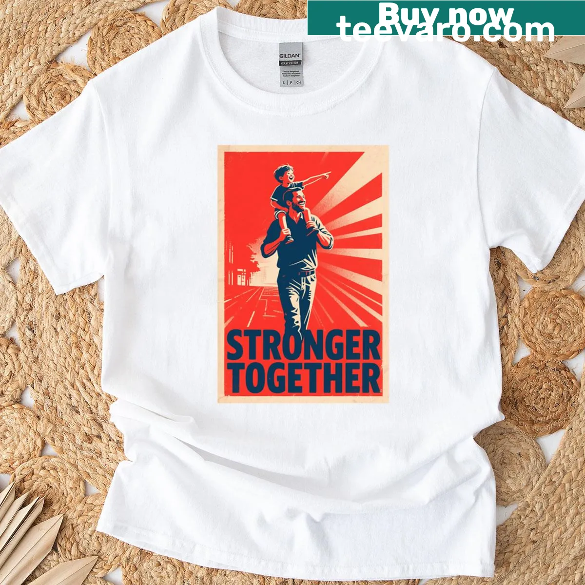 Hand-lettered design illustrating father-child bond on T-shirt — on a men's t-shirt