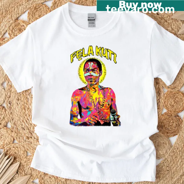Artistic T-shirt featuring tribute to Fela Kuti