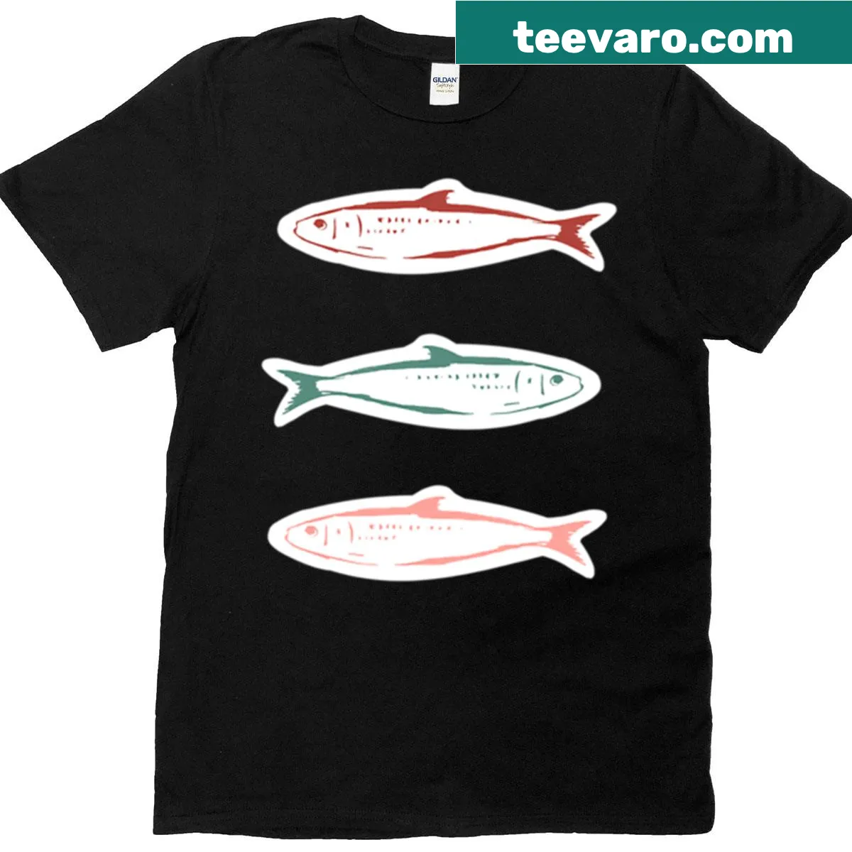 Cartoon fish doodles design on a playful T-shirt — on a men's t-shirt