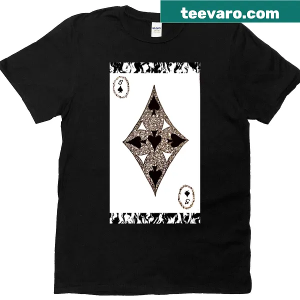 Illustration of the five of spades playing card on a T-shirt