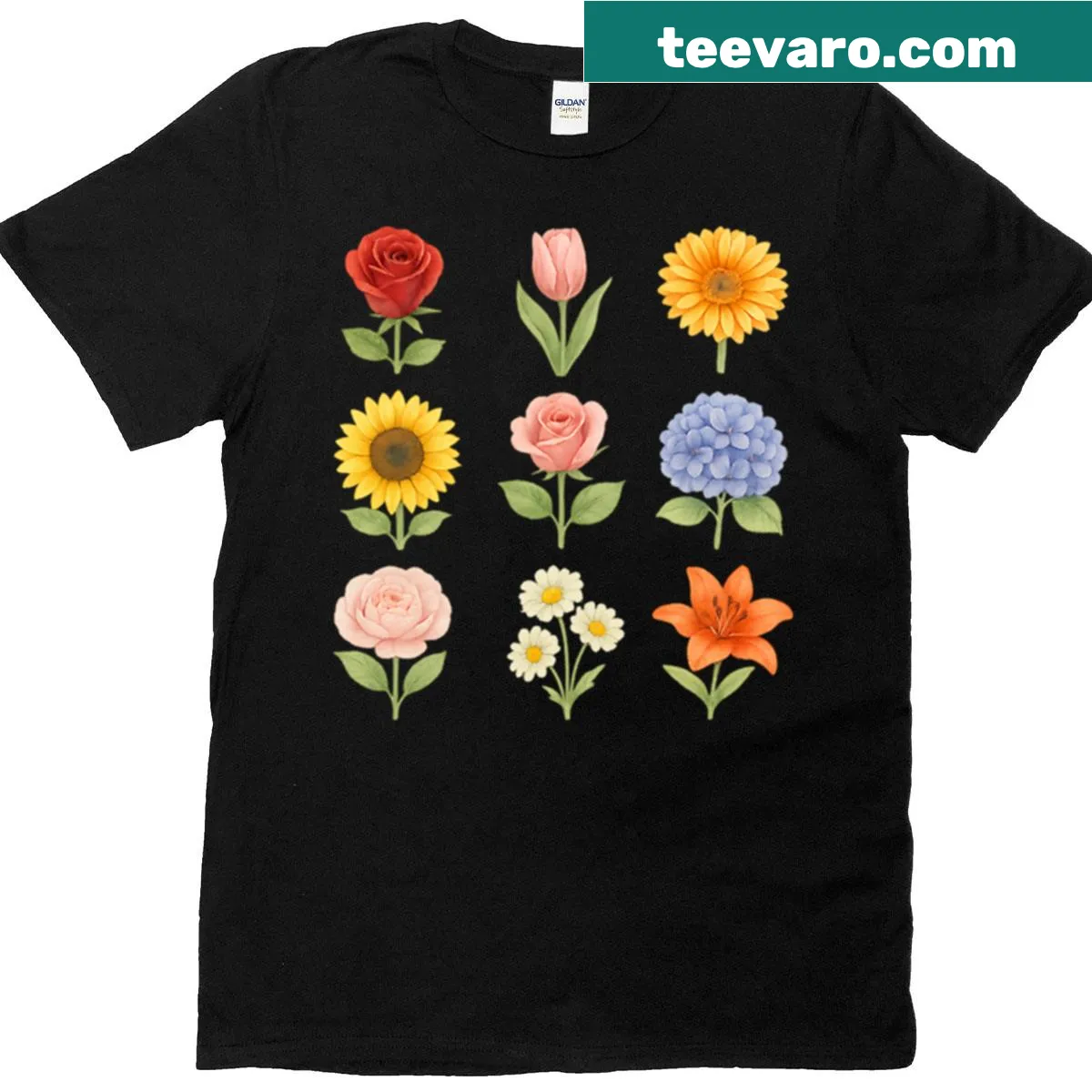 Watercolor floral design inspired by Japanese style on a T-shirt — on a men's t-shirt