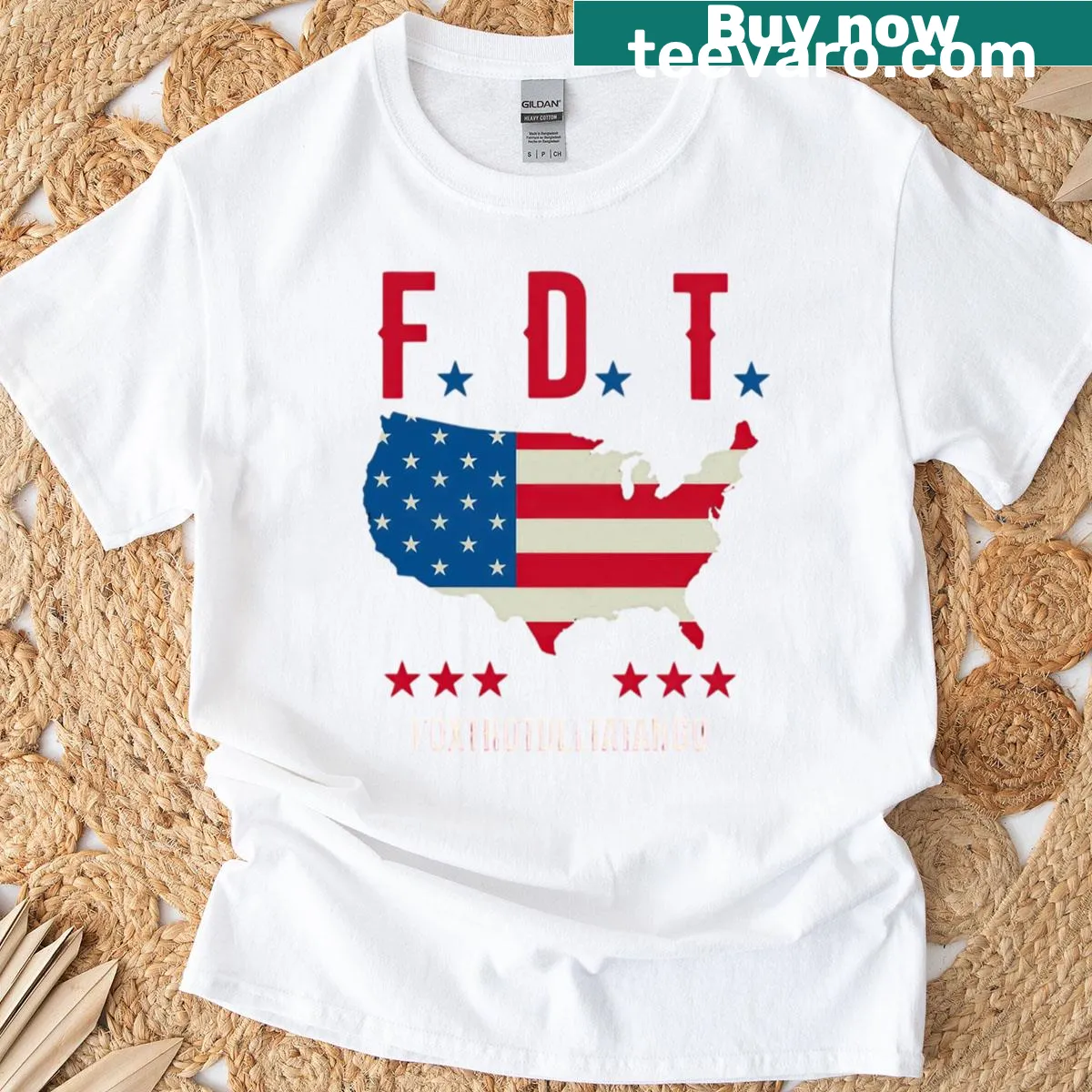 Graphic T-shirt featuring the phrases Foxtrot Delta Tango — on a men's t-shirt