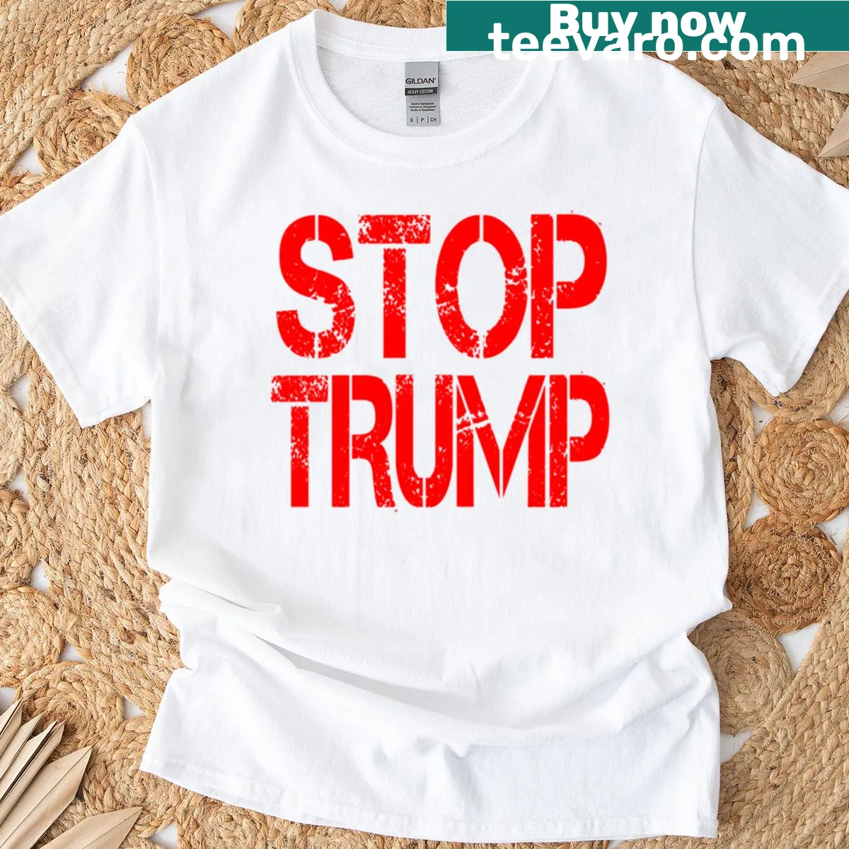 T-shirt with the text Fuck Trump prominently displayed — on a men's t-shirt