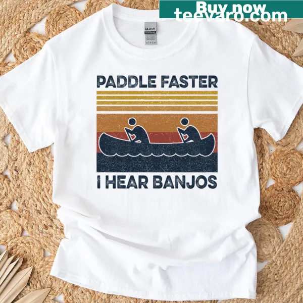 T-shirt with a humorous kayaking design and retro style