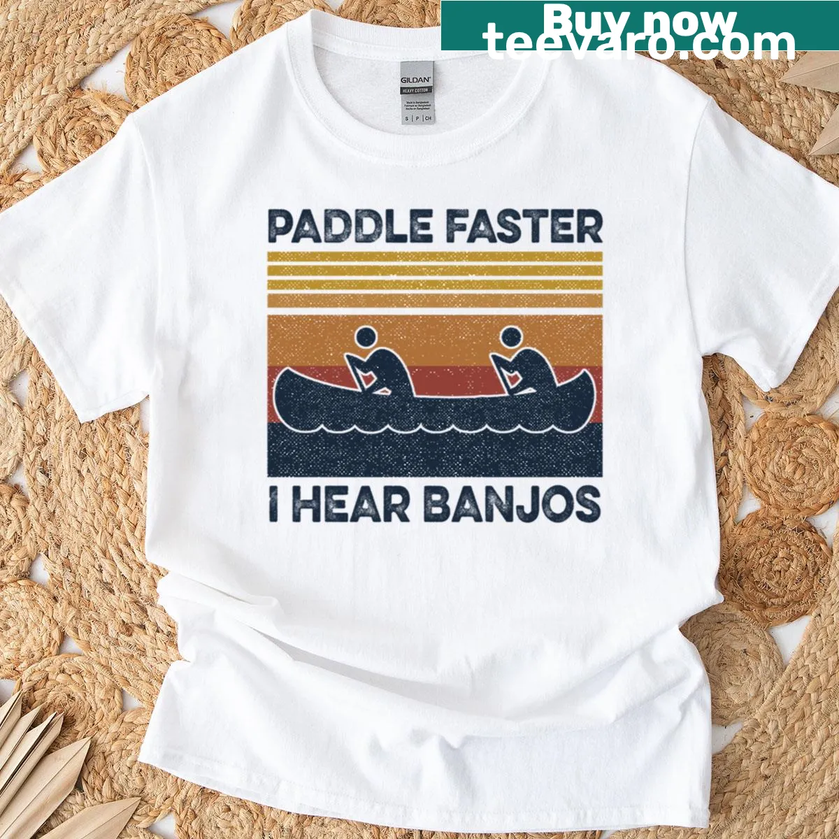 T-shirt with a humorous kayaking design and retro style — on a men's t-shirt