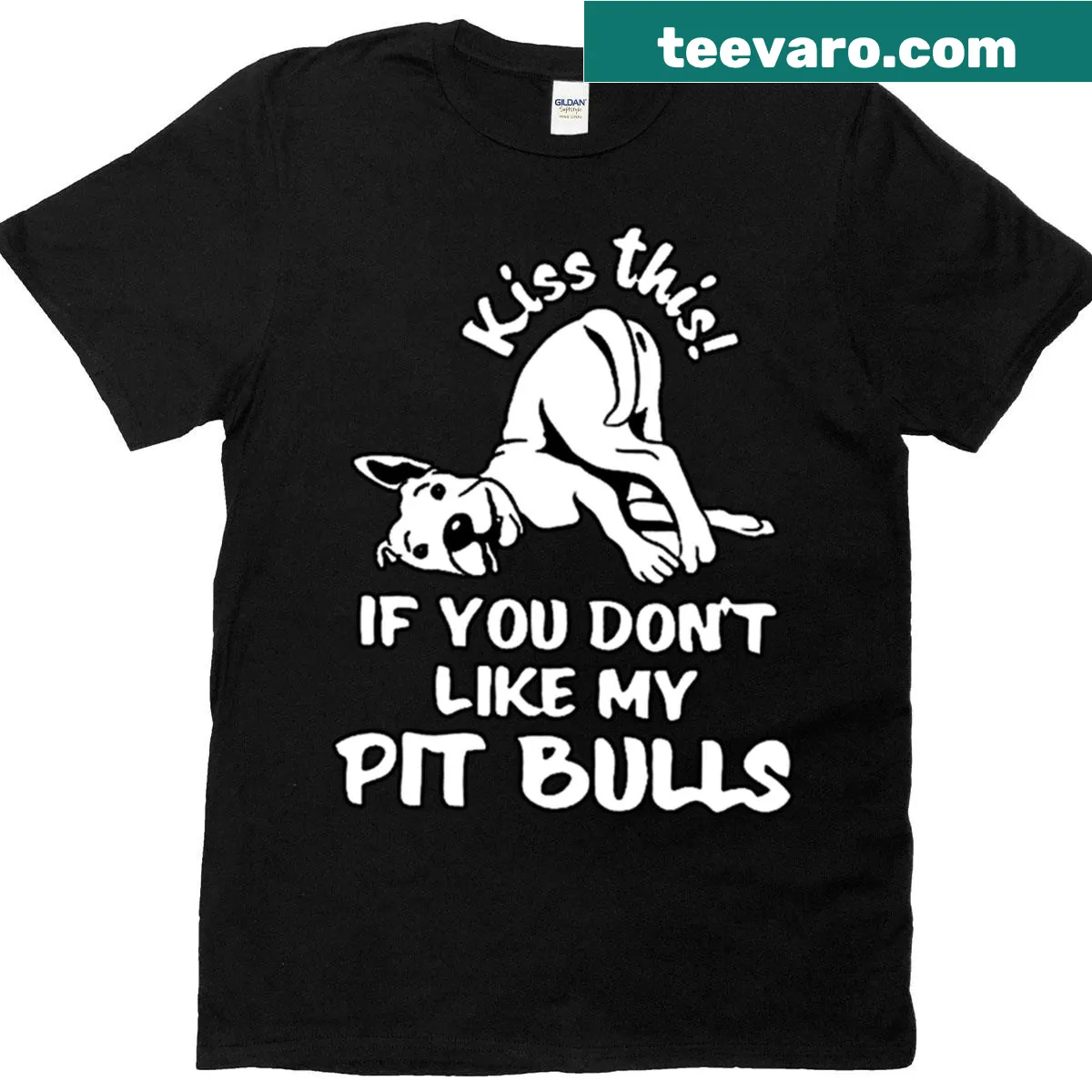 Humorous t-shirt with the quote 'Kiss This If You Don’t Like My Dog' — on a men's t-shirt