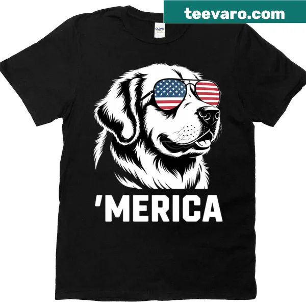 Golden retriever graphic celebrating 4th of July