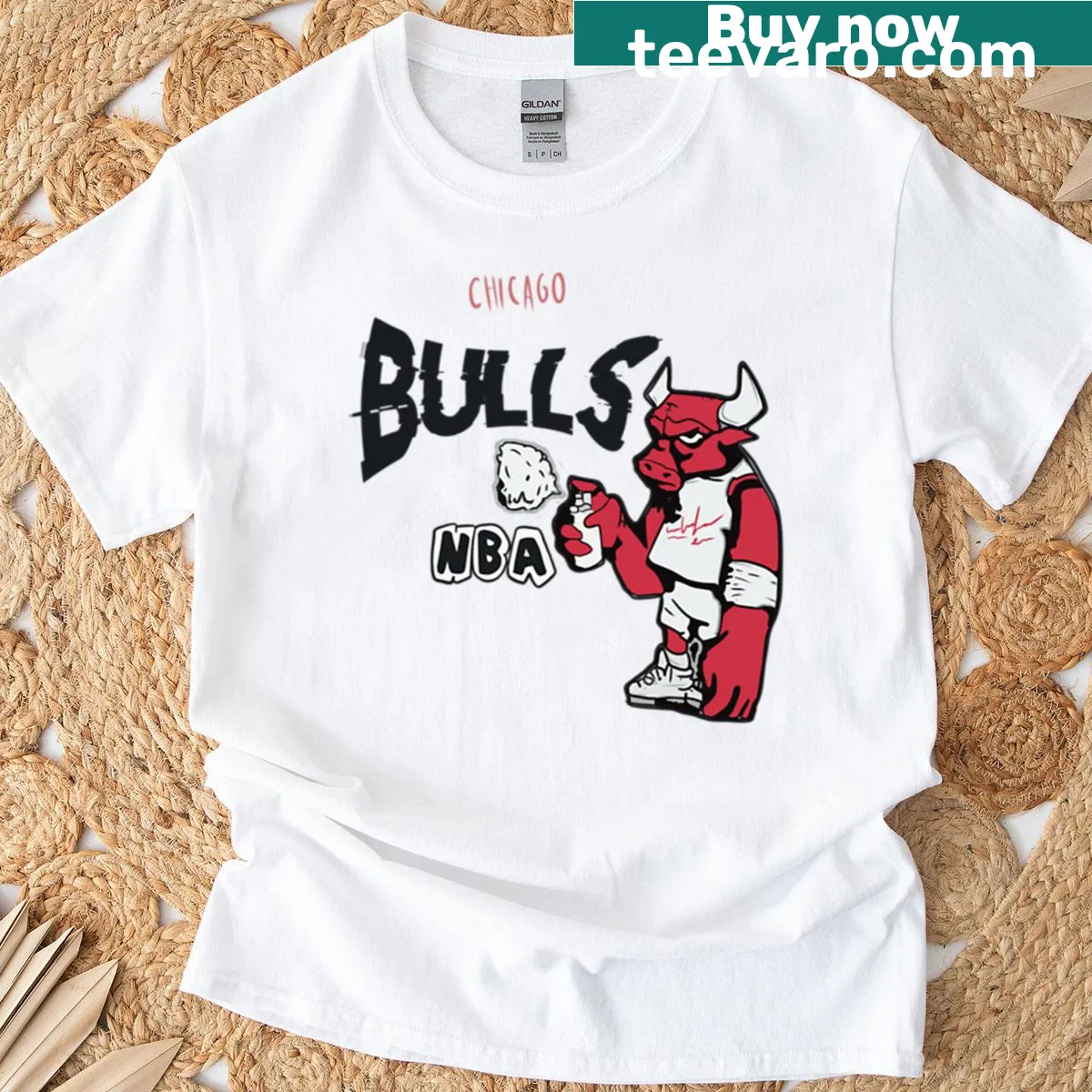 Graffiti design of bulls on a street art inspired t-shirt — on a men's t-shirt