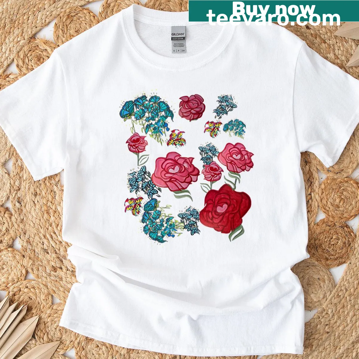 Floral design T-shirt honoring grandmothers and garden matriarchs — on a men's t-shirt