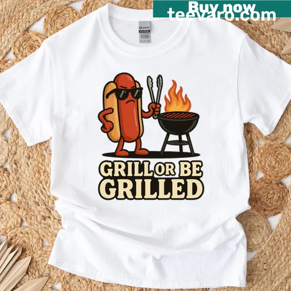 Funny 'Grill Or Be Grilled' t-shirt with BBQ theme
