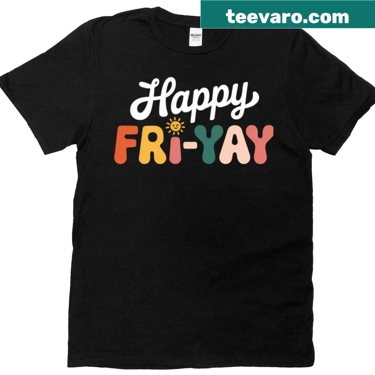 Playful Fri-yay text design celebrating the weekend for teachers — on a men's t-shirt
