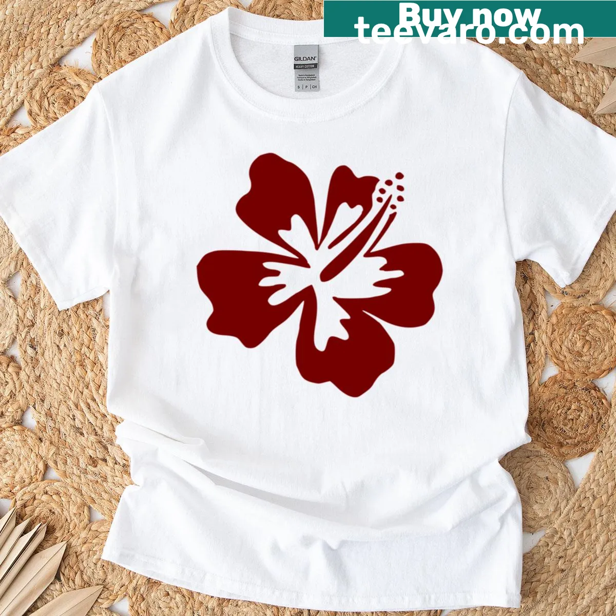 Floral T-shirt featuring a hibiscus flower design for nature lovers — on a men's t-shirt