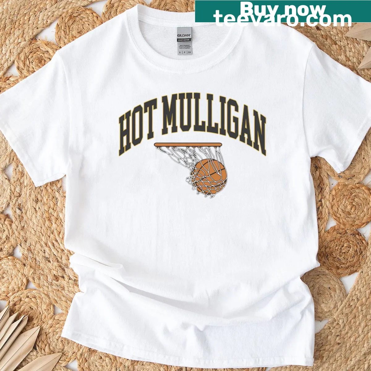 Band merch T-shirt featuring the name Hot Mulligan — on a men's t-shirt