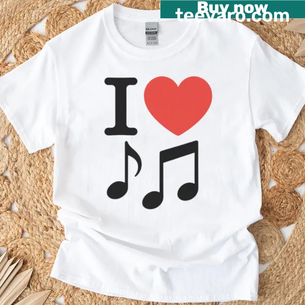 I Love Music T-shirt with bold text graphic