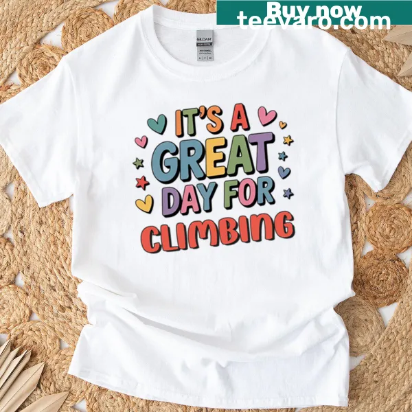 Funny climbing-themed T-shirt with playful typography