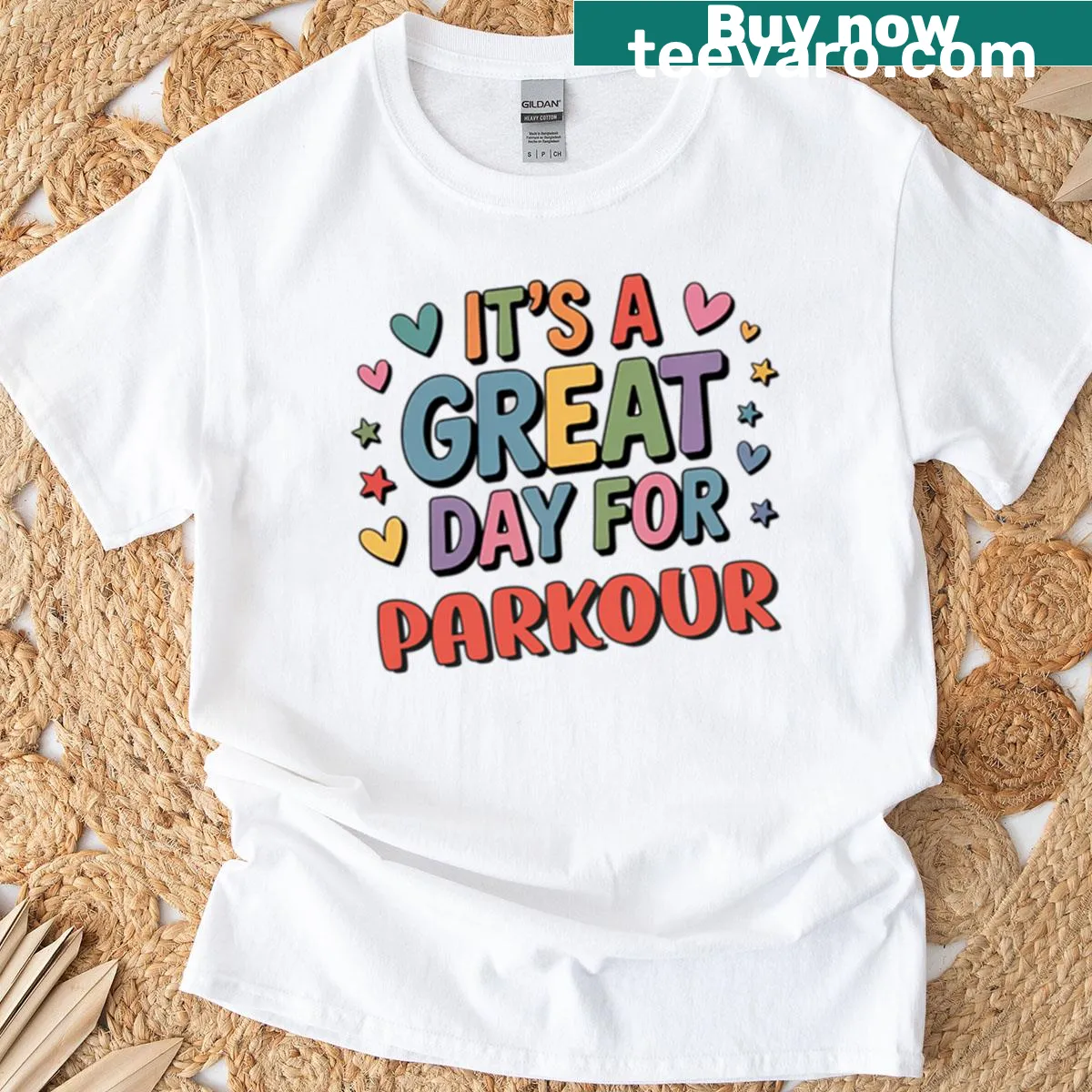 Funny parkour-themed T-shirt with bold text — on a men's t-shirt