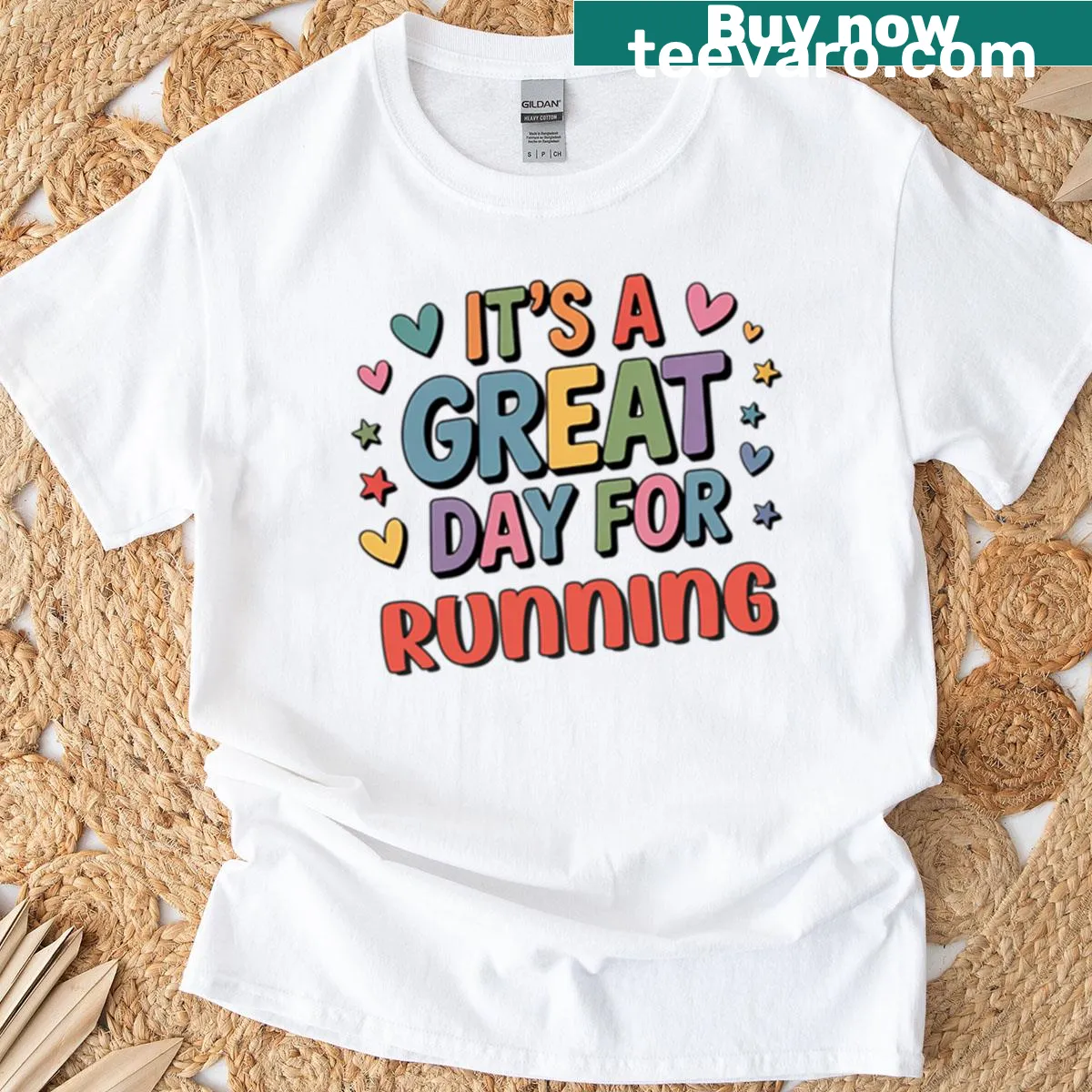 Funny running lover t-shirt with bold text saying, 'It's a Great Day for Running' — on a men's t-shirt