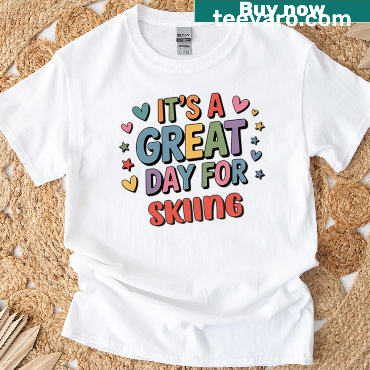 Funny skiing lover t-shirt with playful text — on a men's t-shirt