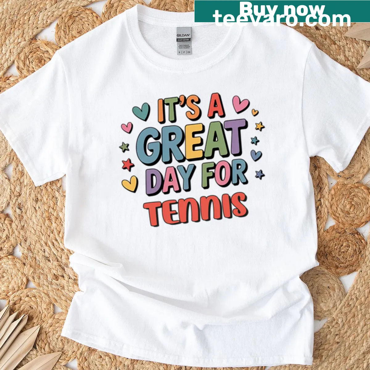 Funny tennis lover t-shirt with bold text saying, 'It's a Great Day for Tennis' — on a men's t-shirt