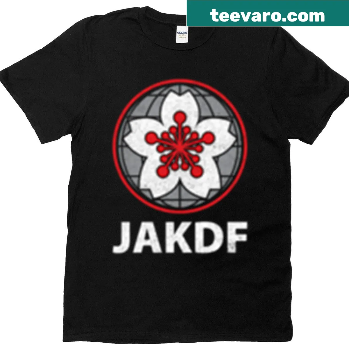 T-shirt with a chest pocket featuring the acronym JAKDF — on a men's t-shirt