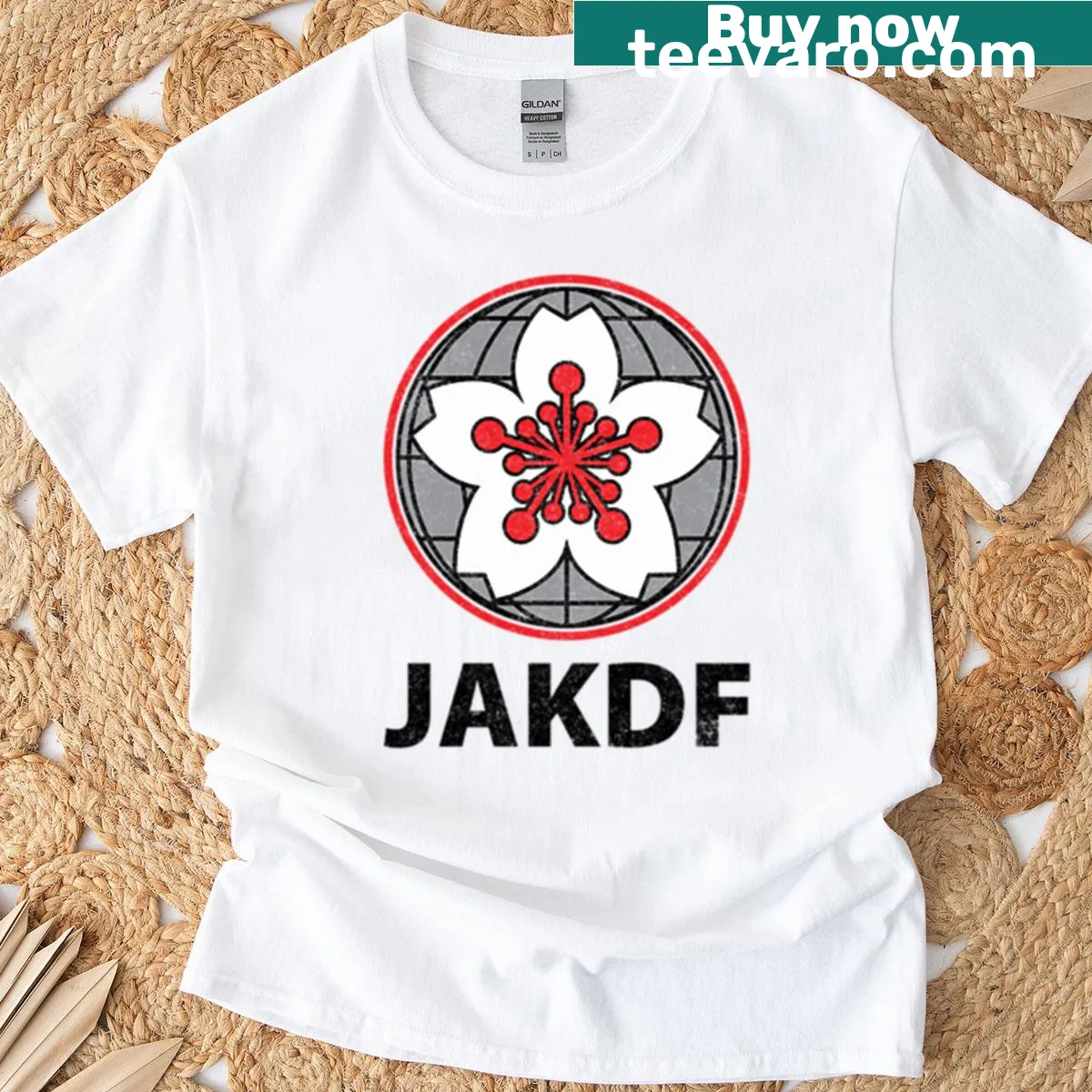 Minimalist Jakdf Variant t-shirt with abstract typography — on a men's t-shirt