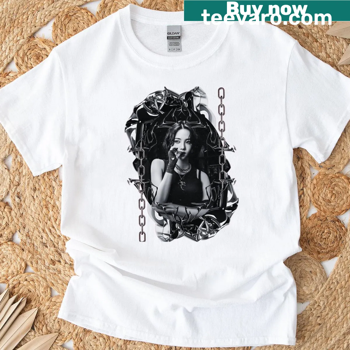 Bold T-shirt featuring the name 'Karina Aespa', ideal for music fans. — on a men's t-shirt