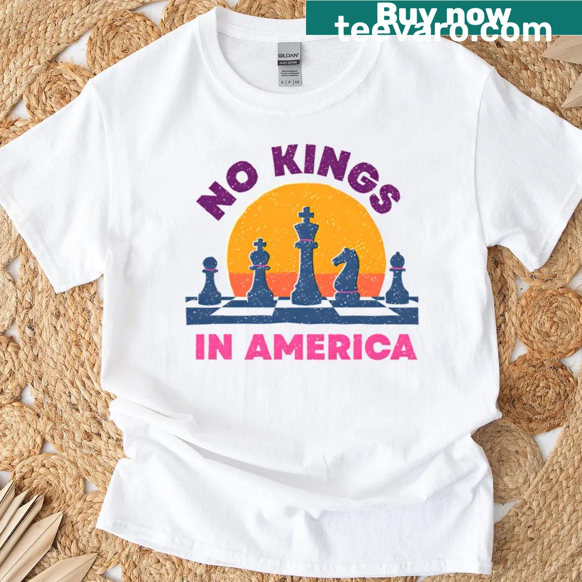 Kings Don't Belong Here bold typography T-shirt — on a men's t-shirt