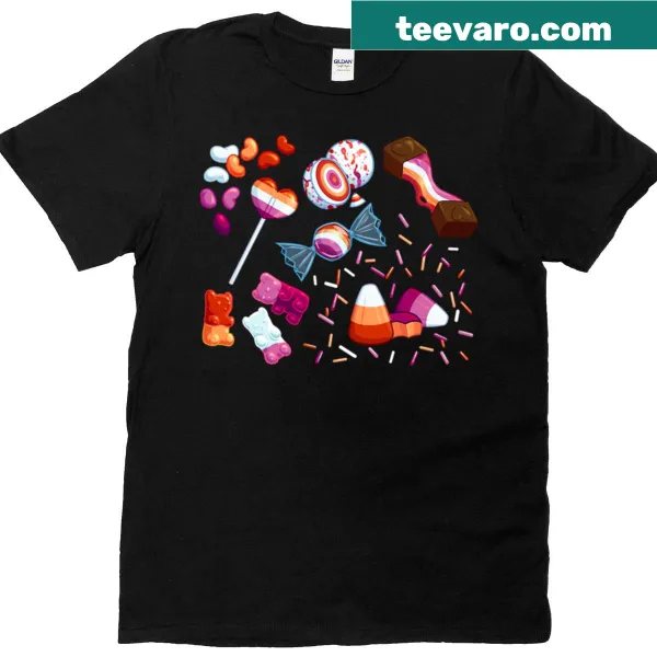 Playful t-shirt featuring fun candy graphics and LGBTQ+ theme