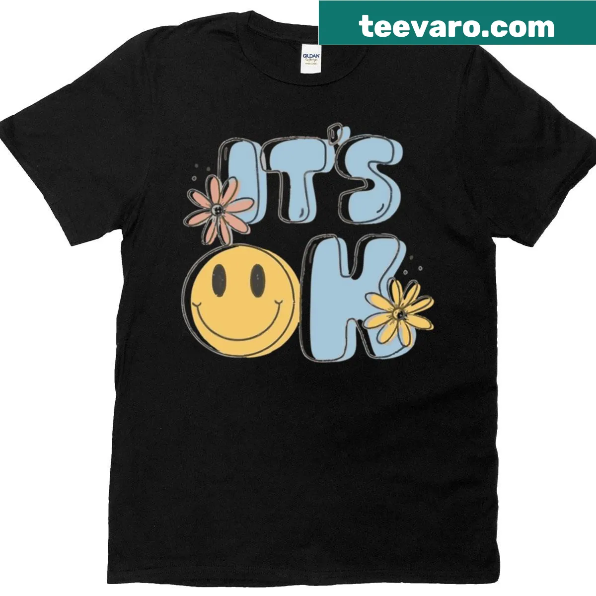 Minimalist T-shirt with the positive message 'It's OK' — on a men's t-shirt