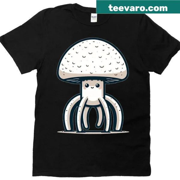 Fun graphic of alien legs with mushrooms on a T-shirt