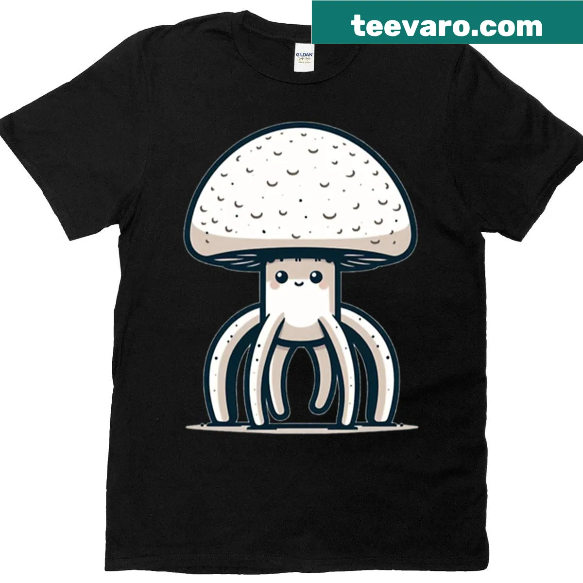 Fun graphic of alien legs with mushrooms on a T-shirt — on a men's t-shirt