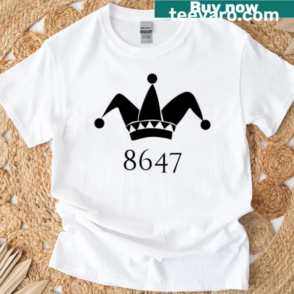 Typographic design on a No Kings 8647 T-shirt.