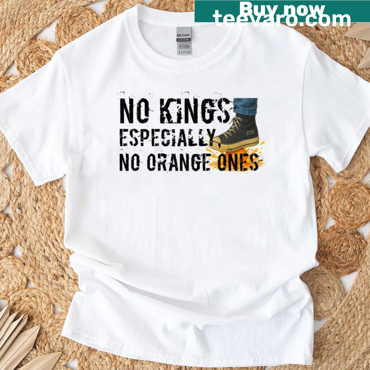 Humorous No Kings - Especially No Orange Ones T-shirt — on a men's t-shirt