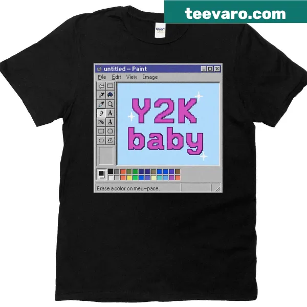 Y2k-inspired T-shirt with a nostalgic paint window graphic.