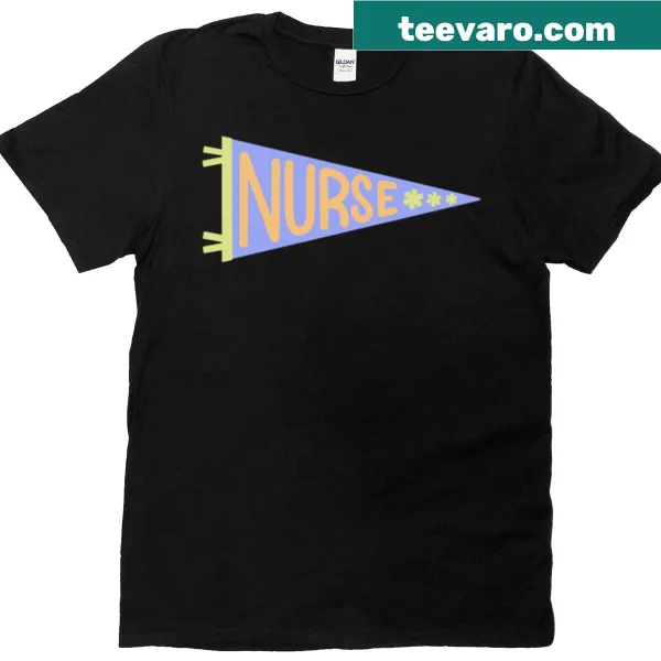 Stylish T-shirt celebrating the nursing profession with a medical pennant flag design.