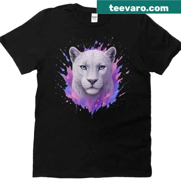 Illustration of a panther jumping through water on a T-shirt