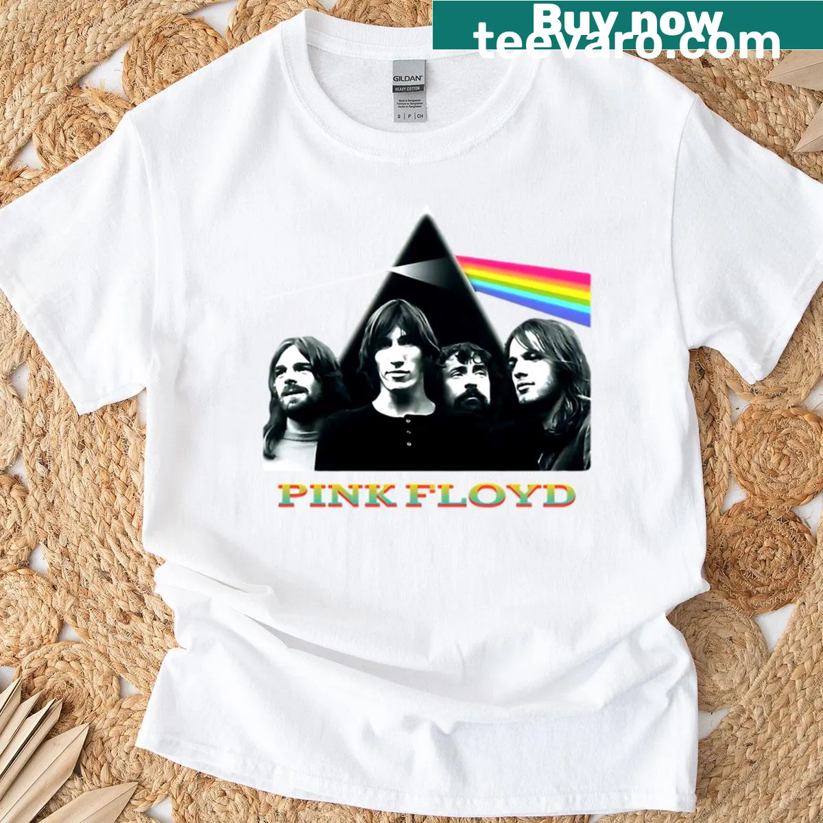T-shirt featuring iconic Pink Floyd design — on a men's t-shirt