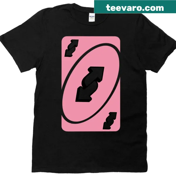 Playful Pink Uno Reverse Card t-shirt with game graphics